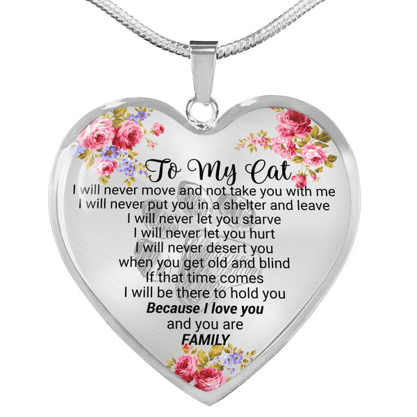 To My Cat Luxury Heart Necklace