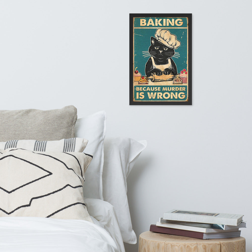 Cat Books And Wine Enhanced Matte Paper Framed Poster – Cute Cat