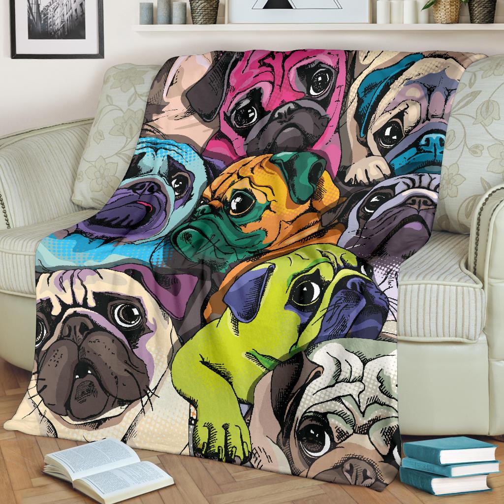 Pug fleece blanket hot sale