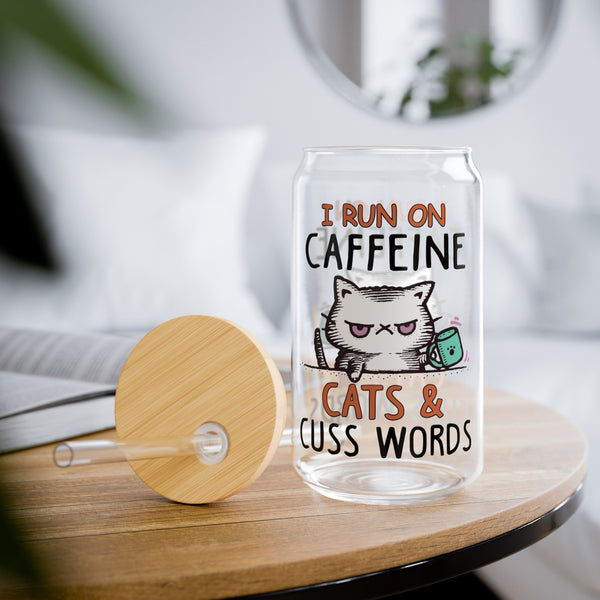 I Run On Caffeine Sipper Glass