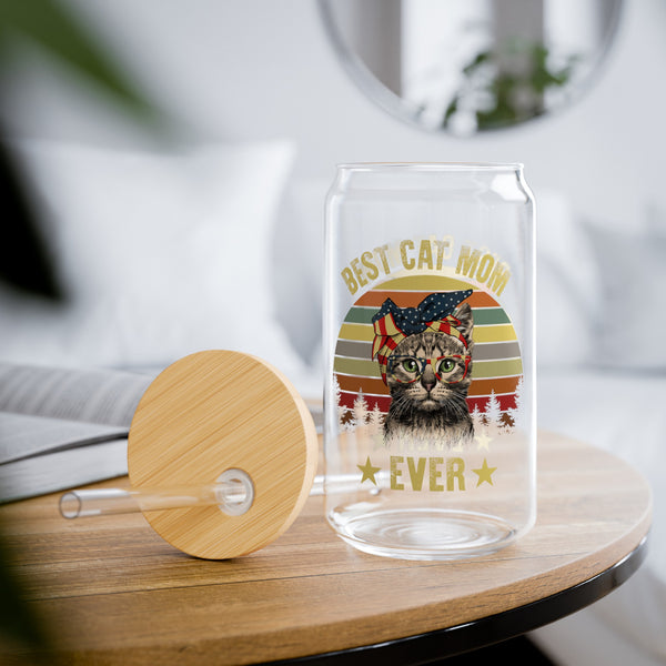 Best Cat Mom Ever Sipper Glass