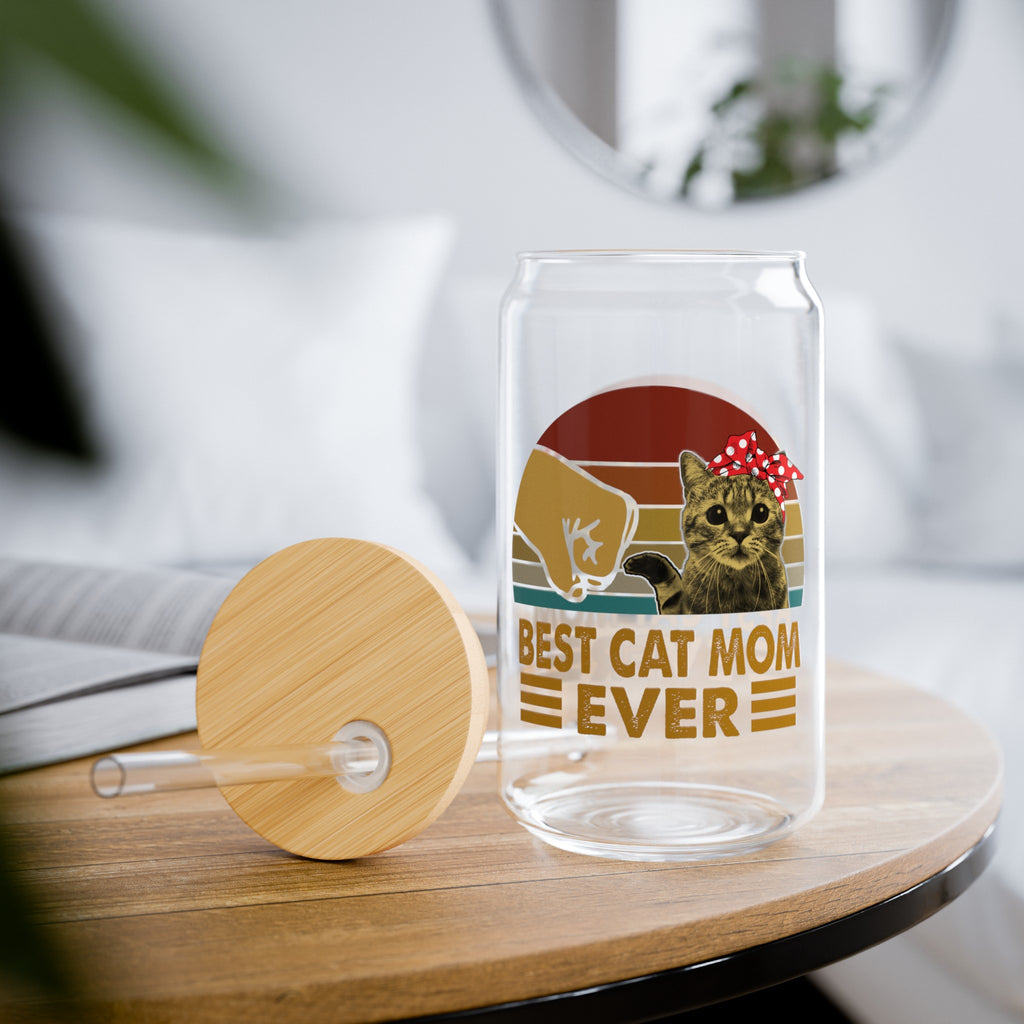 Best Cat Mom Ever Sipper Glass