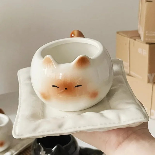 Cute Cat Shaped Ceramic Mug
