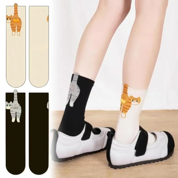 Funny Cat Socks with Fuzzy Balls