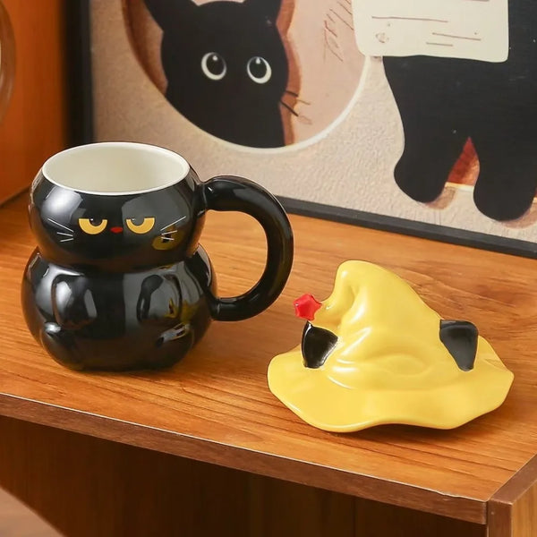 Dreamy Magic Cat Ceramic Mug with Lid