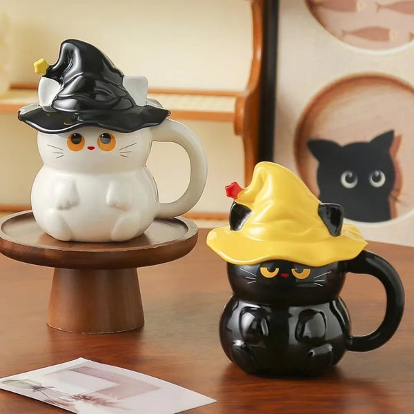 Dreamy Magic Cat Ceramic Mug with Lid