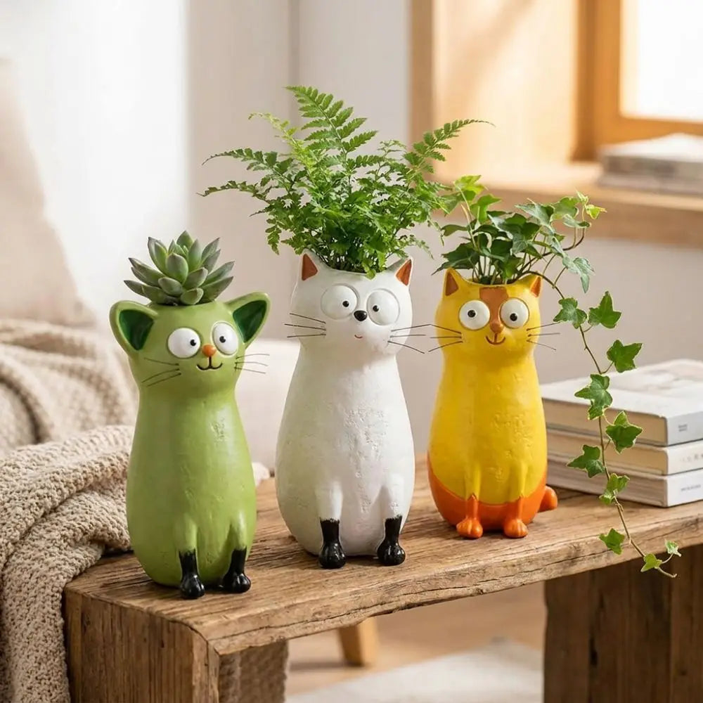 Unique Whimsical Cat Vases