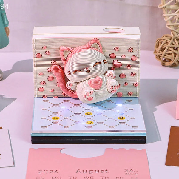 2026 3D Cute Cat Calendar Memo Pad