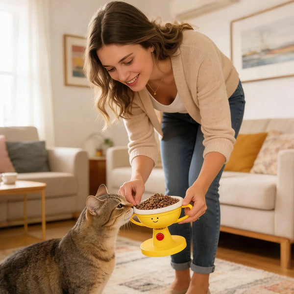 Adjustable Cat Food Bowls Elevated 5-Level
