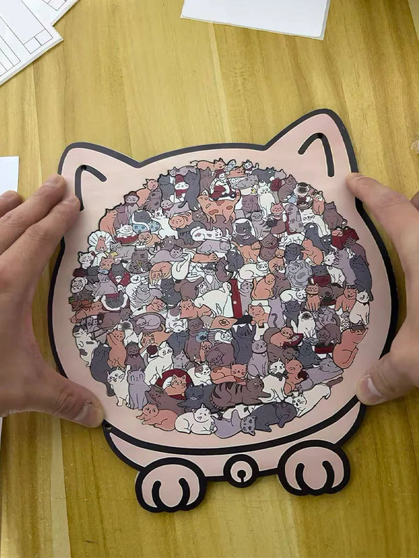 135pcs Cat-shaped Wooden Jigsaw Puzzle