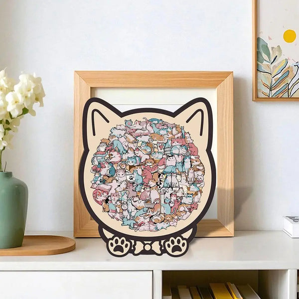 108pcs Cat-shaped Wooden Jigsaw Puzzle