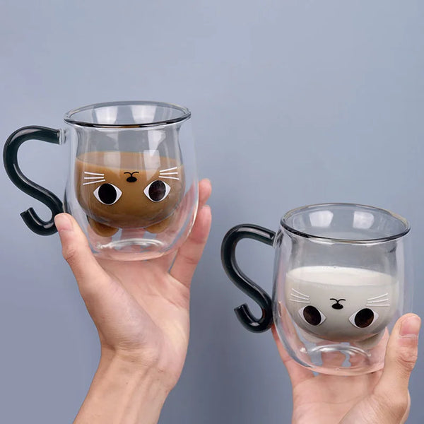 Cute Cat Double-layer Coffee Mug