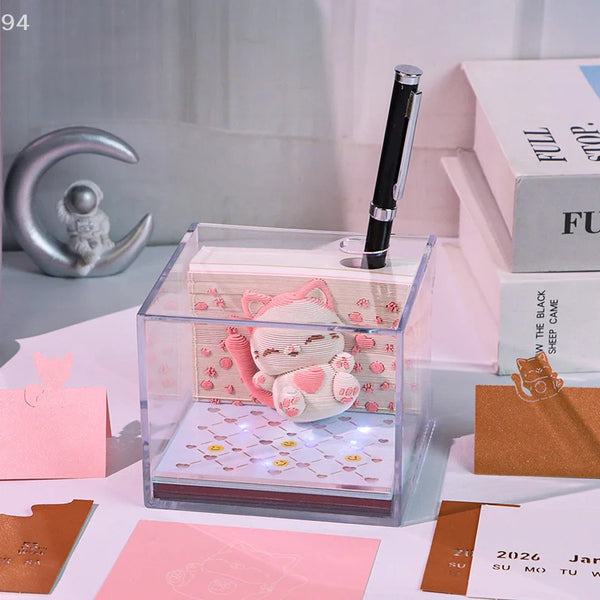 2026 3D Cute Cat Calendar Memo Pad