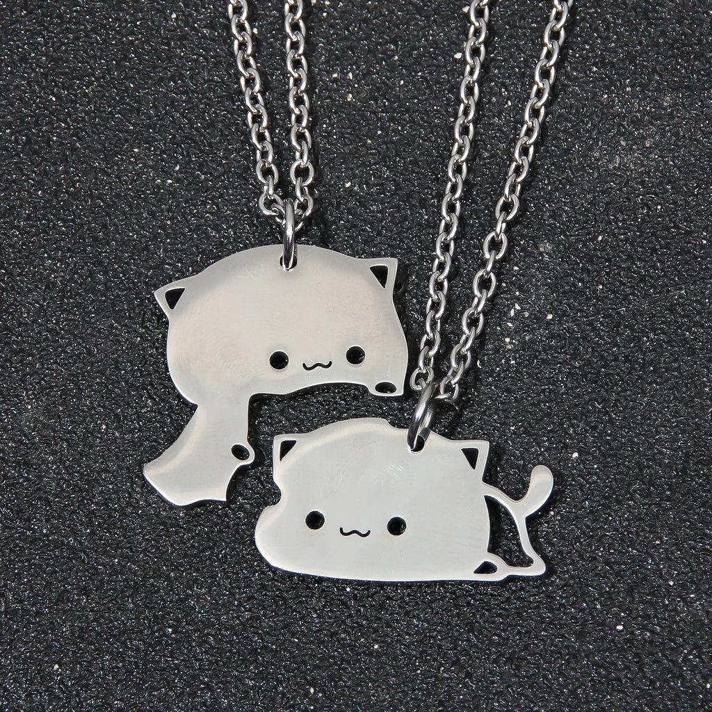 Couple Cats Puzzle Necklace