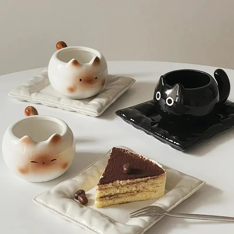 Cute Cat Shaped Ceramic Mug