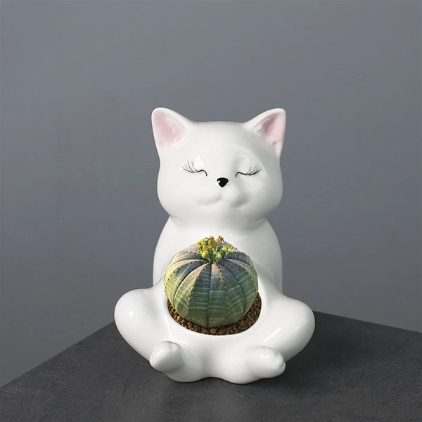 Cartoon Kitten Ceramic Flowerpot