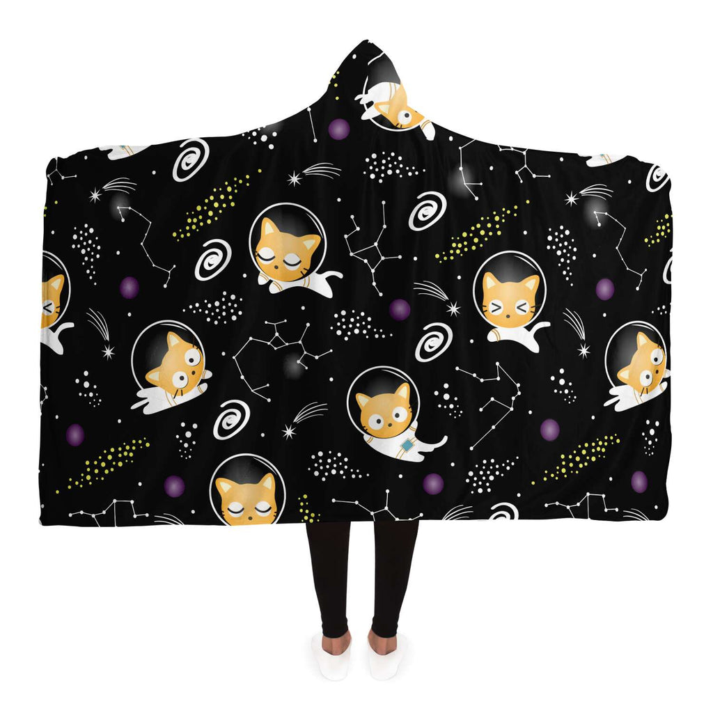 Space Cat Hooded Blanket