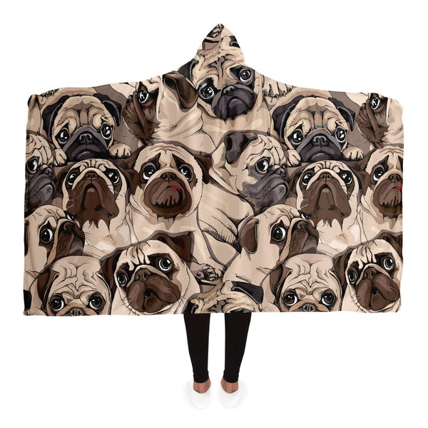 Cute Pugs Hooded Blanket