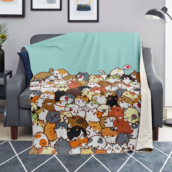 Cute Cat Premium Microfleece Blanket