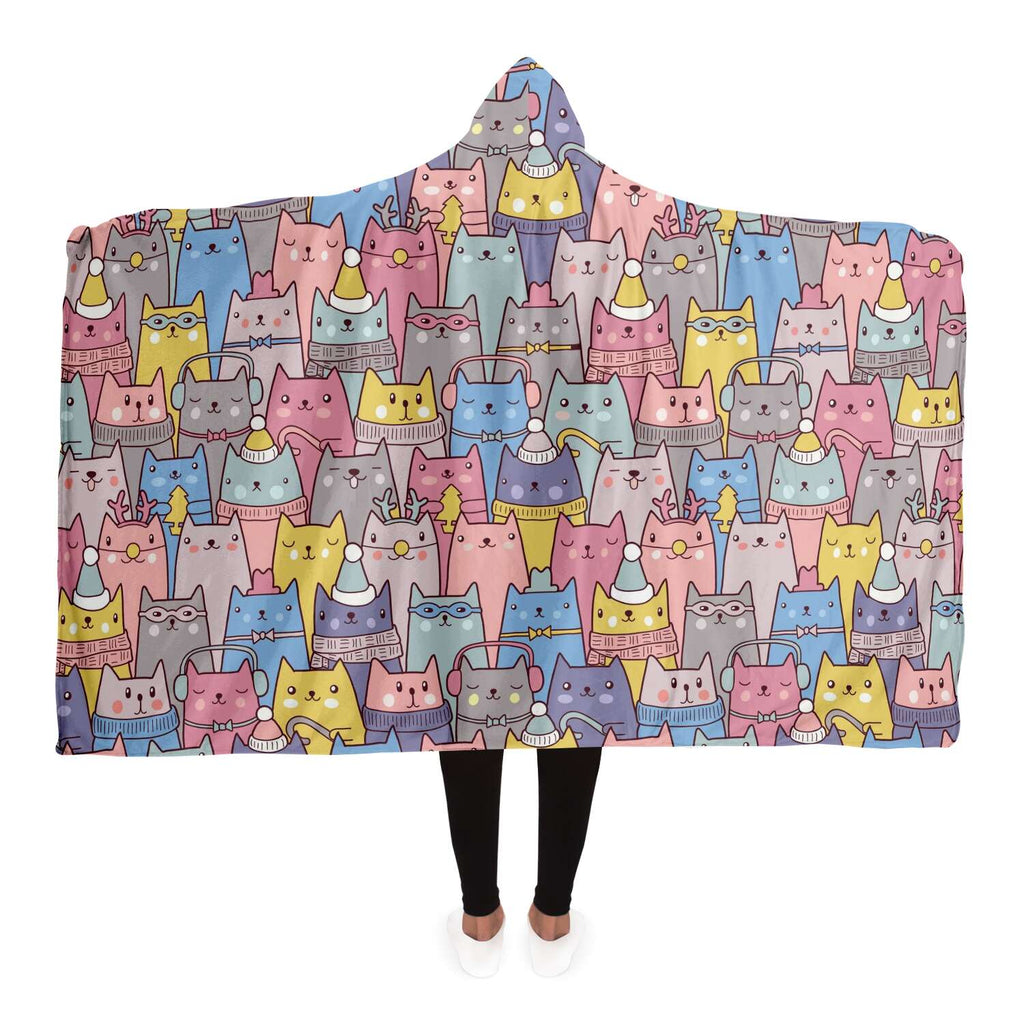 Cute Cats Hooded Blanket