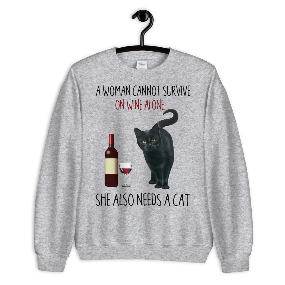 Cat and Wine Unisex Sweatshirt