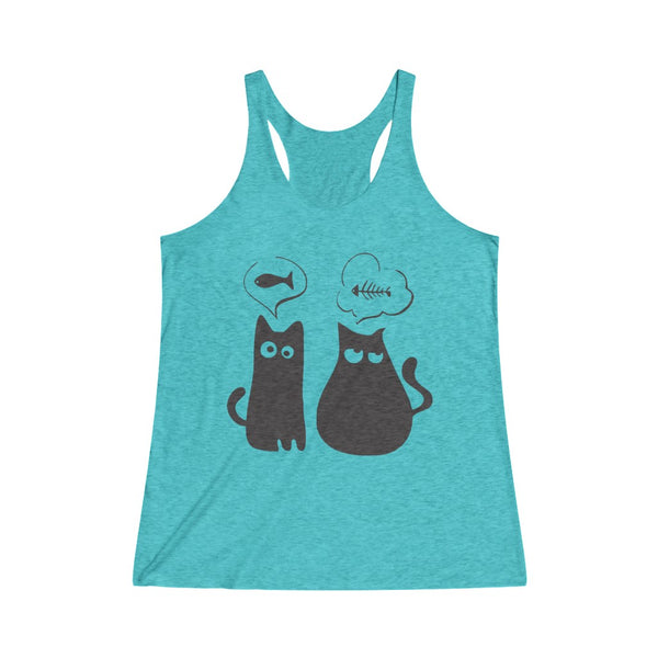 Cat And Fish Women's Tri-Blend Racerback Tank Top
