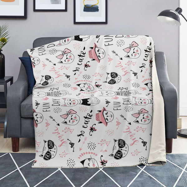 Fun Day Cat Premium Microfleece Blanket