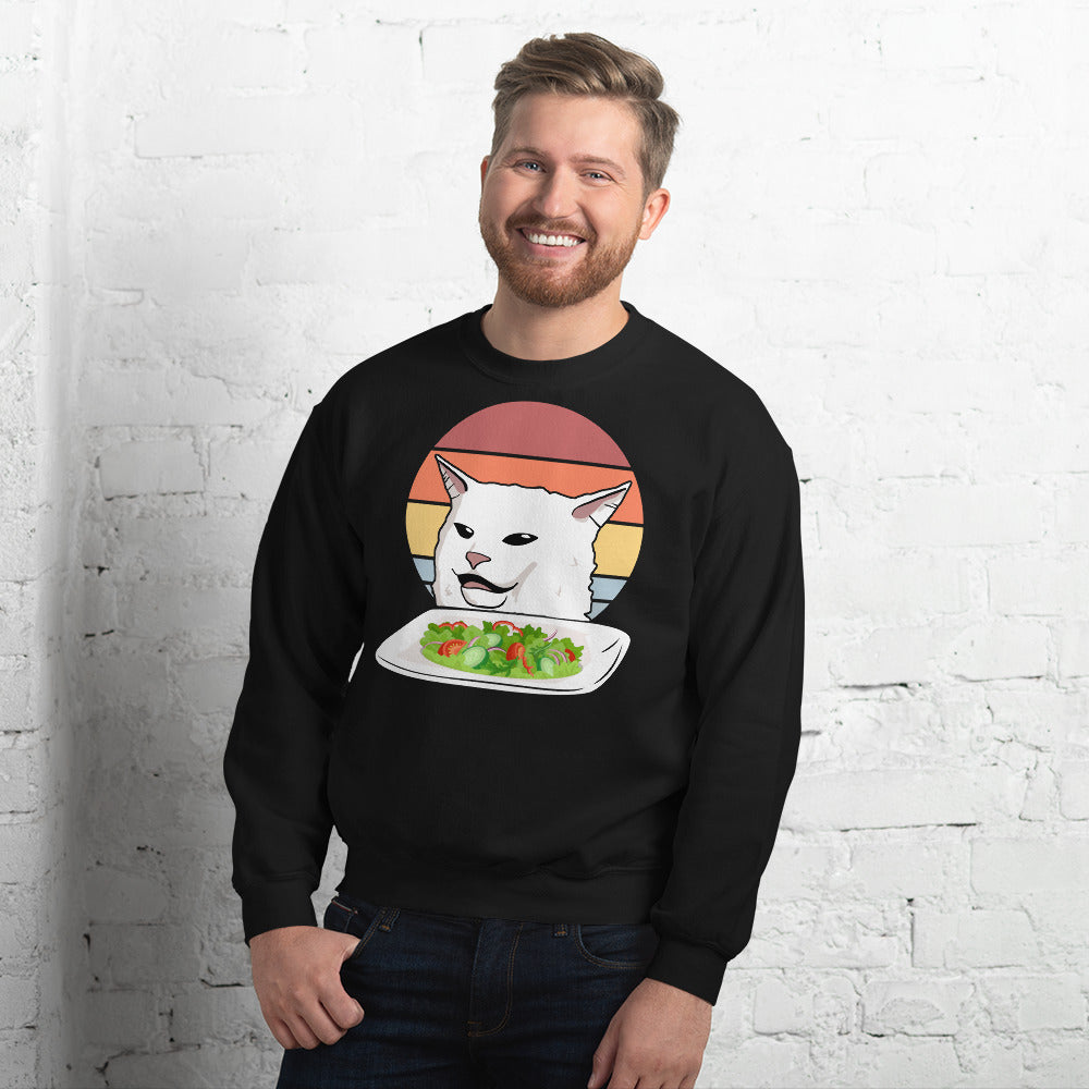 Cat Eating Salad Meme Unisex Sweatshirt Cute Cat Nation