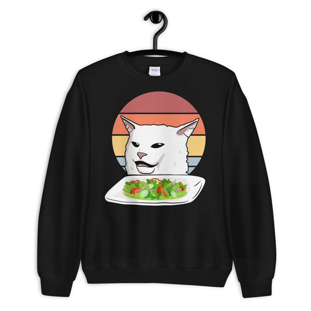 Cat Eating Salad Meme Unisex Sweatshirt