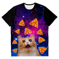 Pizza Cat AOP Unisex T shirt Cute Cat Nation