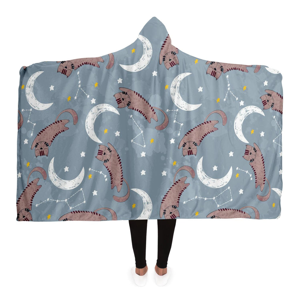 Cats and Moon Hooded Blanket