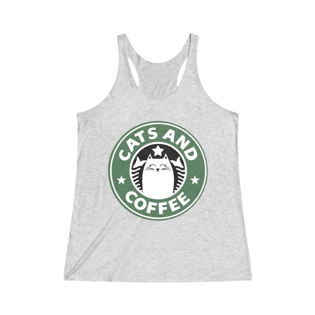 Cats And Coffee Women's Tri-Blend Racerback Tank Top