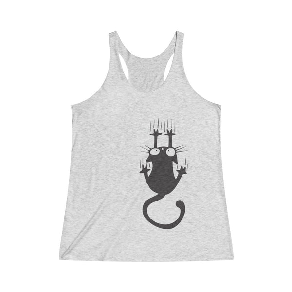 Cat Scratching Wall Women's Tri-Blend Racerback Tank Top