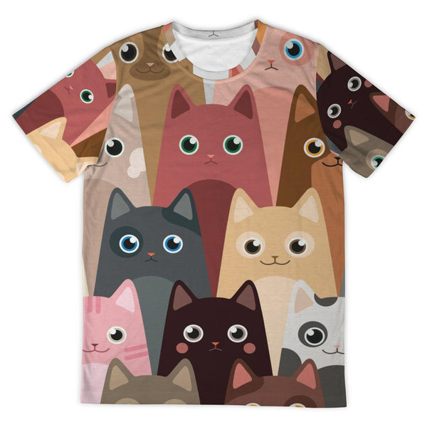 【in a row】[UNISEX] Cats Overfit T-shirt all-over-print-mens-crew-neck-