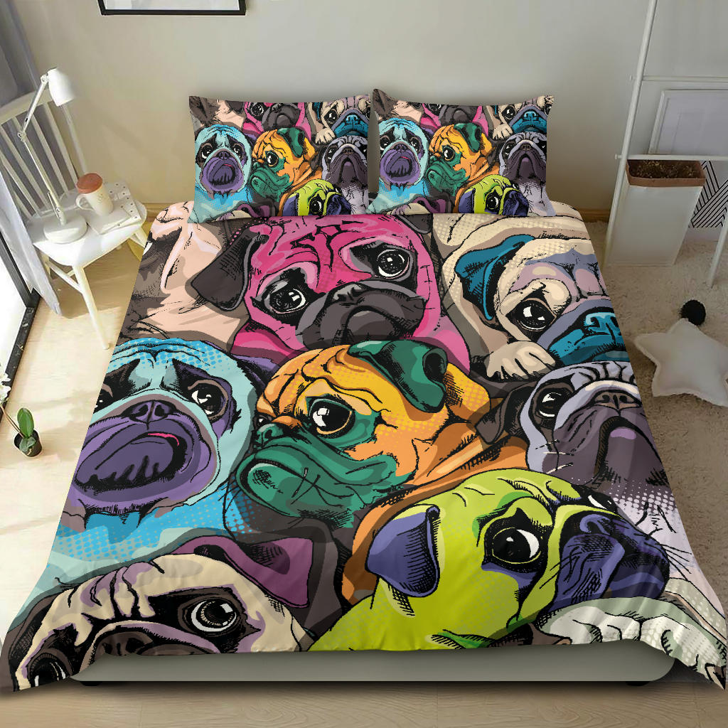 Colorful Pugs Bedding Set