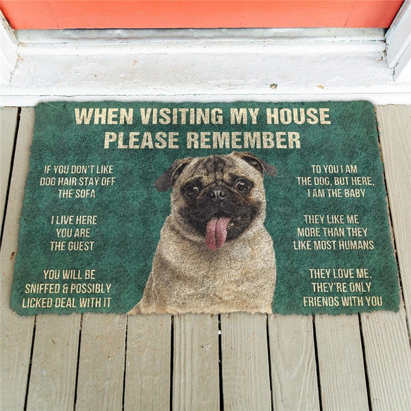 Cute Pug Dogs Doormat