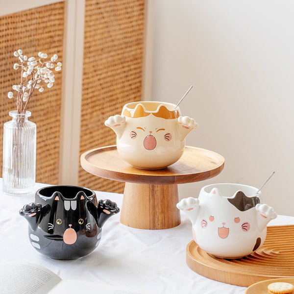 Cute Cartoon Cat Mugs With Spoons