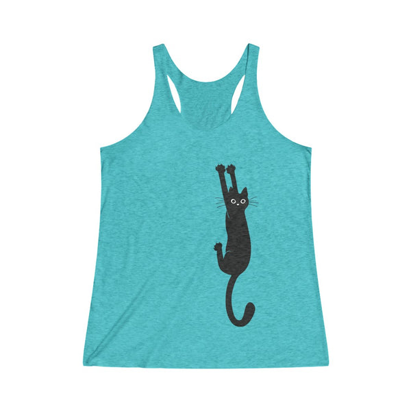 Falling Cat Women's Tri-Blend Racerback Tank Top