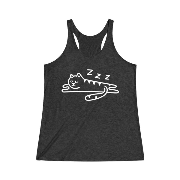 Sleeping Cat Women's Tri-Blend Racerback Tank Top