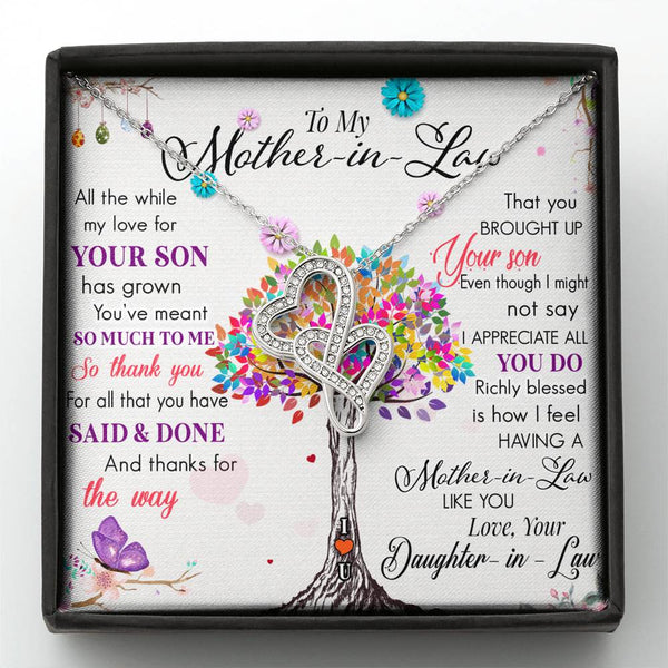 To My Mother-In-Law Double Hearts Necklace