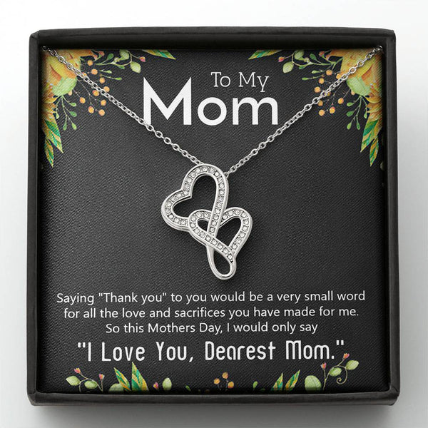 I love You Mom Double Hearts Necklace