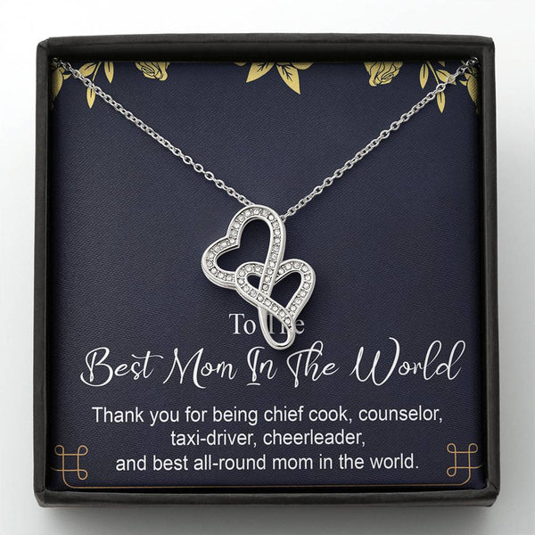 Best Mom In The World Double Hearts Necklace