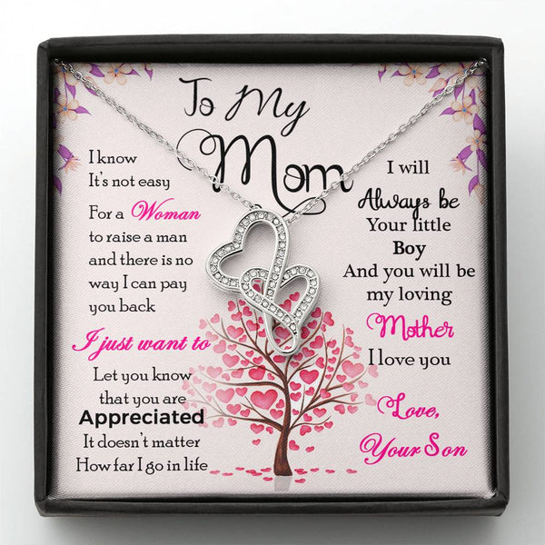 I love You Mother Double Hearts Necklace