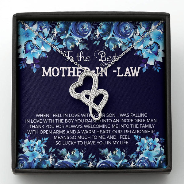 Best Mother-In-Law Double Hearts Necklace