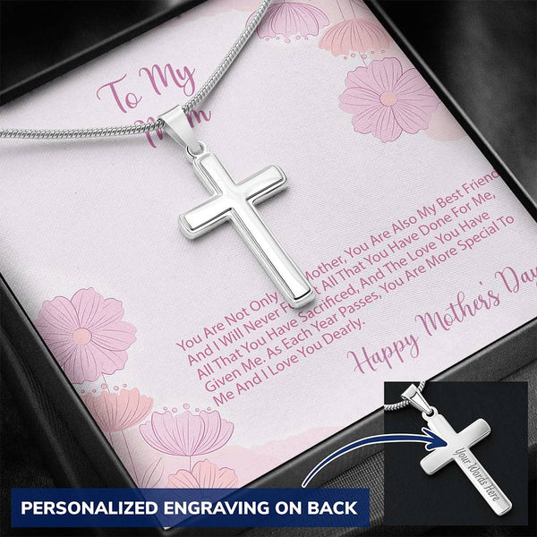To My Mom Personalized Cross Necklace