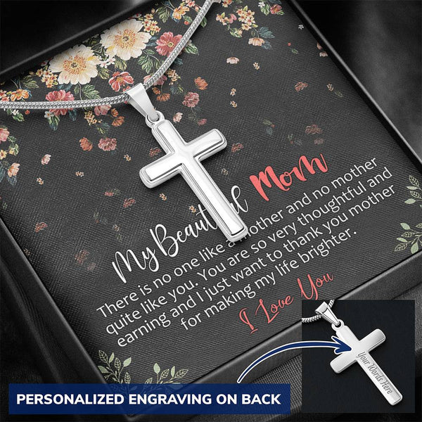 My Beautiful Mom Personalized Cross Necklace