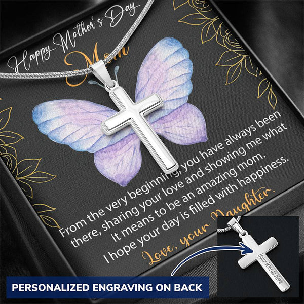 Happy Mother's Day Personalized Cross Necklace