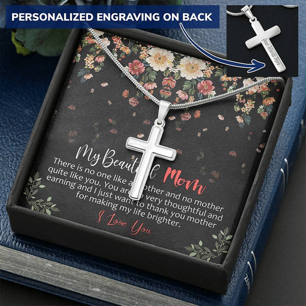 My Beautiful Mom Personalized Cross Necklace