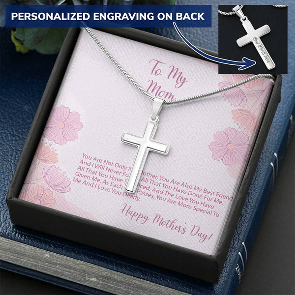 To My Mom Personalized Cross Necklace