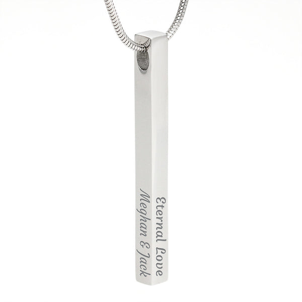 Engraved 4 Sided Stick Necklace